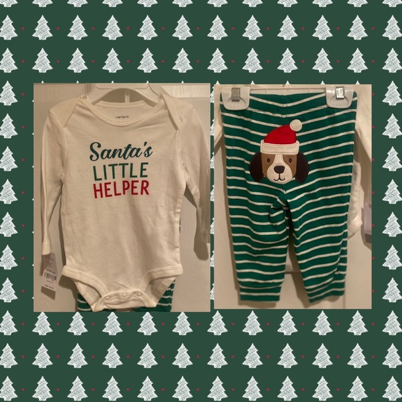 Carter’s Santa’s Little Helper 2 Piece Outfit, 6 months, Baby Christmas Outfit - Picture 1 of 12